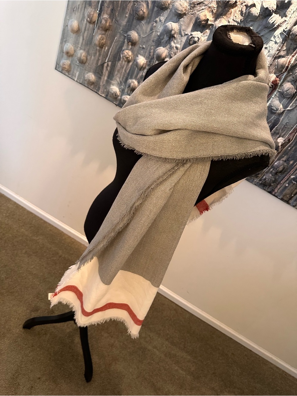 ⭐️ Light Gray Soft Acrylic Fringed Scarf Shawl GUC